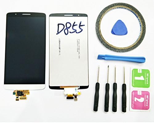 JRLinco For LG G3 D855 D850 Replacement LCD Display + Touch Screen Digitizer (No framing) Apply to 5.5 "inch White + Tools & Double-sided adhesive + Cleaning alcohol Wiping package