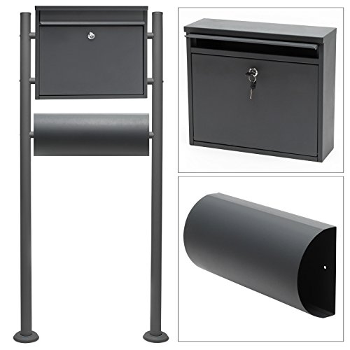 Preisvergleich Produktbild Briefkasten Set Wandbriefkasten V13 Anthrazit pulverbeschichtet Zeitungsrolle V1