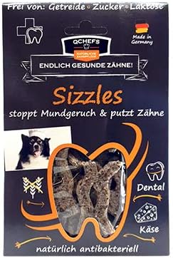 QCHEFSSizzles | Dogs Dental Care Snack | Chews against Bad Breath & Gingivitis | Scaler | Dogs treat | Cheese - naturally antibacterial…
