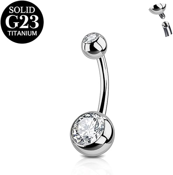 AceFun Belly button bars Titanium,6mm 8mm 10mm 12mm 14mm 16mm Belly Button Piercing Silver Gold for Women 1 Piece 14G Solid Titanium belly bar Barbell Jewelry Rings Body Piercing Curved Navel bars - 1