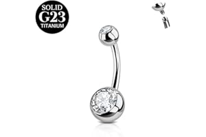 AceFun Piercing ombelico,6mm 8mm 10mm 12mm 14mm 16mm Piercing ombelico Titanio argento Oro per donne 1 pezzo 14G solido piercing Barbell Bijoux Corpo Piercing Anelli con breve barra curva Piercing