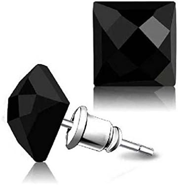 YAZILIND Stud Earrings 925 Sterling Silver Simple Style Black Resin for Women