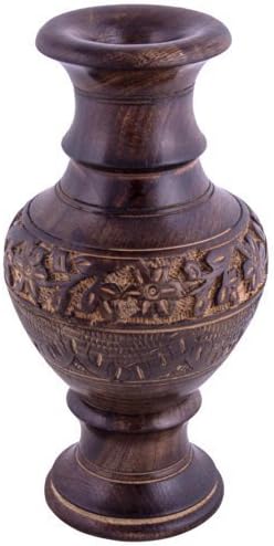 Christmas / X-mas Gift Vian Craftsman Beautiful Handmade Wooden Flower Vase With Carving For Living Room/Bed Room Decotation