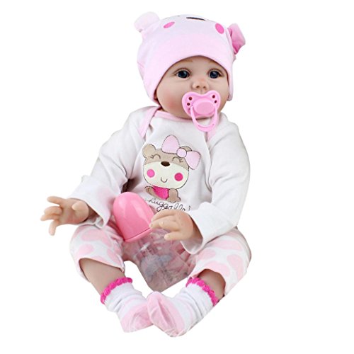 55CM Lifelike Reborn Baby Doll, LuckyBB Newborn Doll Kids Girl Playmate Birthday Gift (Pink)