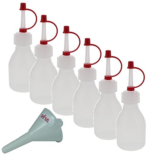 Viva-Haushaltswaren - 6x Medizinflasche 30 ml / kleine Spritzflasche / Dosierflasche / Tropfflasche - BPA-frei, aus LDPE - made in Germany