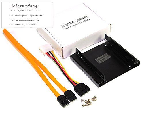 RHOMBUTECH DUAL Einbaurahmen für 2x 2,5″ Festplatten, SSD’s auf 3,5″ - 6