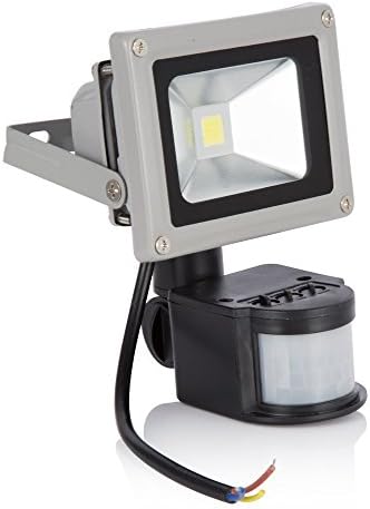 Pasuke 10 watt Super Bright Outdoor High Power IR Motion Sensor LED Flood Light with Fixture PIR Floodlight Warm White 3500K Waterproof 85V-265V AC
