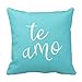 Produktbild guolinadeou Decorative Cushion Cover Chic Turquoise and White Spanish I Love You Te Amo Throw Pillow Case 18x18 Inches