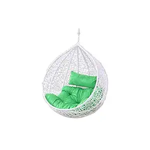 VIRASAT FURNITURE & FURNISHING Patio Single Seater Hanging Swing Chair for Balcony, Garden, Outdoor with Connector (White)