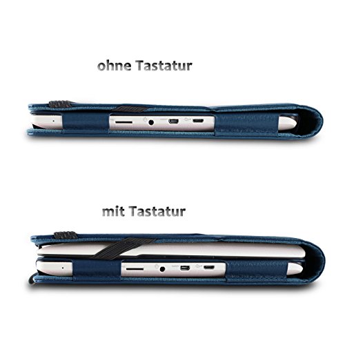 Infiland Acer Aspire Switch 10 E Pro7 SW3-013 Hülle Case -Slim Fit Folio PU-lederne dünne Kunstleder Schutzhülle Cover Tasche für Acer Aspire Switch 10 E (10,1 Zoll) Notebook (mit Auto Schlaf / Wach Funktion, Tablet und Tastatur sind nicht entgehaltet)(Dunkleblau) - 4
