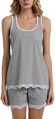 Vansiter Women Sleepwear Soft Woman Cotton Pajamas Sets Grey XXL