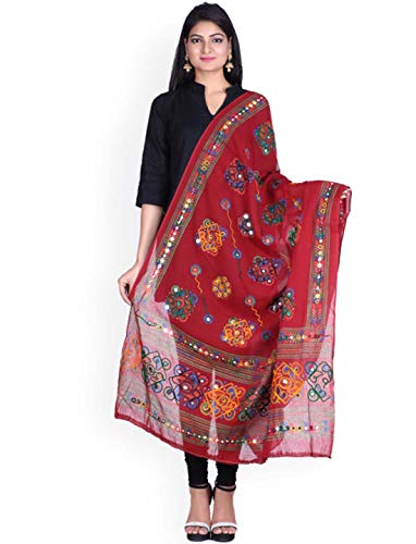 Preisvergleich Produktbild Indian Handicrfats Export SOUNDARYA Maroon Kantha Embroidered Dupatta