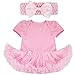 iiniim Baby Girls Newborn Infant Tutu Romper Outfit Clothing with Bowknot Hair Clips Headband Pink 3-6 Months