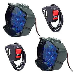 High Power Heavy Duty BLUE Color 9 LED Fog Lights with 2 Piece On-Off Switch for Bikes and Cars