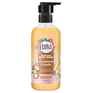 Buds & Berries Moisturising Macadamia and Vanilla Bodywash, No Paraben, No Soap, 300 ml