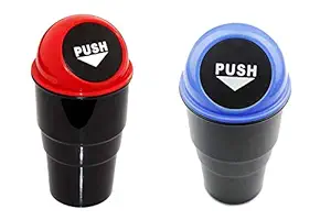 Vendere Plastic Press-Top BIN/CAR DUST BIN for All Cars/Small Office Desk Trash BIN - (Multicolour) Pack of 2