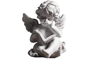 KIAOTIME Reading Book Angel Statue Cherub Wings Angel Statue Figurine Indoor Outdoor Guardian Home Garden Angel Sculpture Statuette Shelf Sitter Angel Collection Angel Wings Memorial Rememberance Statue