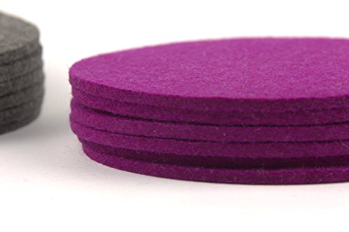 NordernArt Filzuntersetzer rund natur Wollfilz 6er Set 10cm, Farbe wählbar, edle Glas-Untersetzer für Gläser, Tassen und Getränkeuntersetzer auf Tisch, Bar mit Geschenk-Box (lila) - 3