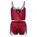 Produktbild ABsoar Damen Seidenimitat Bequemer Pyjama Set Sommer Sling Babydoll Dessous Lässige Lace Patchwork Nachthemd Frauen Pyjamas Leibchen + Short Nachtwäsche Set