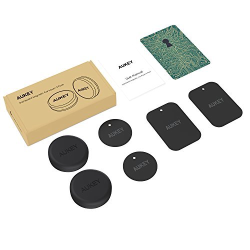 AUKEY Supporto Magnetico Auto Universale ( 2 Pezzi ) Porta Cellulare Auto su Cruscotto per iPhone 7 Plus / 7 / 6 / 6s , Samsung Note 8 / S8 , Echo Dot , Telefono di Android ecc.