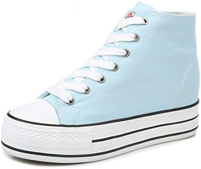 Canvas Shoes,Muffin Students Are Spring Classic Minimalist Shoes,Invisible High White Shoe-A Foot length=23.3CM(9.2Inch)