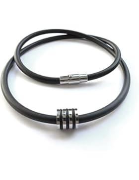 Gummi-Kautschukhalsband 5mm Durchm., Halskette, Kautschukband mit rostfreiem Bajonet-Magnetverschluss aus Edelstahl...