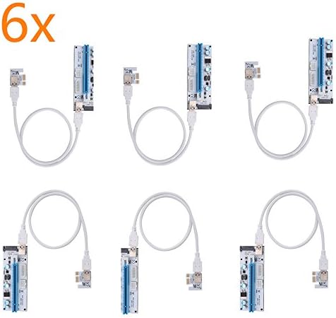 SATC 6PCS VER 008S PCI-E Riser Express 1X to 16X USB 3.0 Graphics Mining Extension Cable Ethereum ETH Mining Adapter Card