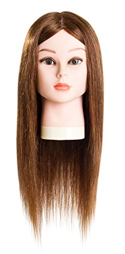 19" (Michelle) 100% human Hair Cosmetology School Student Professional Training Head mannequin heads Hairdressing Manikin Head Light Brown