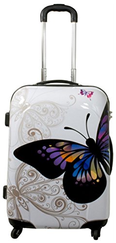 Preisvergleich Produktbild Koffer Butterfly Hochglanz Größe L Carbon / Polycarbonat Hartschale Reisekoffer Trolley Case Fa. Bowatex