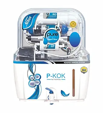 P-KOK Ro Mineral Water Purifier Wall Mountable,Electric Advance Technology 7 Stage RO + UF + TDS Control,Advanced Protection Compitible With Kent Ro ,Aquaguard (Ro+Uv+Uf+Mineral Catridges+Tds Adjuster) Reverse Osmosis Water Purifier Technology RO Water Purifier 15LTR With Free Pre Filter.