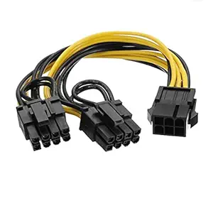 Pi+ (PiPlus) 6Pin (Female) to 2(6+2) Pin (Male) PCIe Power Cable, Splitter PCI Express Graphics Card/GPU Connector/Video Card Wire 20Cm 18 AWG for Mining/Gaming - 2 Units