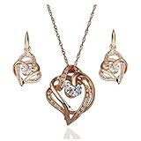 Aeici Roségold Ohrring und Halskette Set Herz Zu Herz