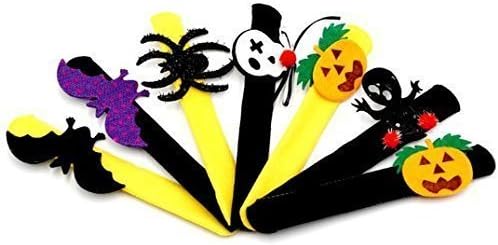 URChic 12Pcs Assorted Style Halloween Decoration Patting Circle Bracelet Pat Ring Pops Pumpkin Circle Flap Clasp Wristband Party Supplies Kids Favor Gifts