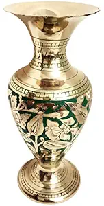 Akanksha Arts Brings to You a Lovely Brass vase. Made of Top-Notch Brass, Hand Made. Rare Handicraft. Height is 18.5 cms. Width 8 cms