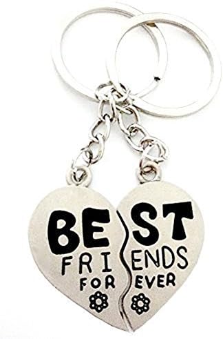Set Of 2 Key Ring Pendant With Broken Heart In The Middle 'With Inscription "Best Friends Forever" (Best Friends / Friends Forever) Gift Idea For Men, Women