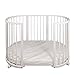 NEW!! LITTLE BABES LTD ALL SOLID BEECH WOOD WHITE COLOUR OVAL SHAPE BABY CRIB - OVAL COT - 3 IN 1 BABY BED + QUALITY HIGH DENSITY FOAM MATTRESS + 2x FITTED 100% COTTON SHEET