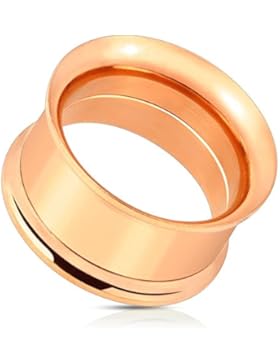 Paula & Fritz® Tunnel Double Flared mit Schraubverschluss aus Edelstahl Chirurgenstahl 316L roségold 3mm – 25mm...