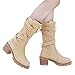 Produktbild ZHRUI Frauen Wedges Booties, Mittlere Ferse Schuhe Schlauch Leder Martin Stiefel Schnalle Stiefelette Blockabsatz