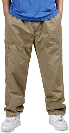 Spring Summer Fertilizer Men Loose Pants Fat Man Overalls Cotton Casual Trousers yellow 4XL