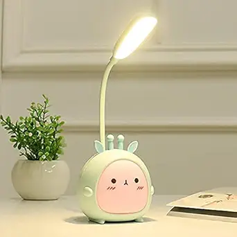 TECHTOP USB LED Cute Kids Desk Lamp Rechargeable LED Cartoon Teddy Bear Table lamp for Study / Portable Coulor Changing Home Decor Side Table Night Study lamp with Flexible Adjustable