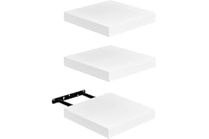 Furnitable svävande hylla, set om 3, kompakt, 20 x 20 cm, vägghylla, MDF för badrum, kök, hall –