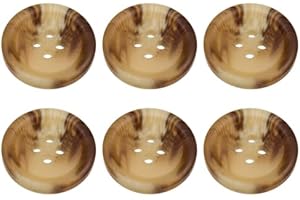 MANDITTIONS Pack of 6 Light Mixed Brown 20mm Round Faux Horn Sew On Plastic Buttons for Coats Jackets Cardigans Flat 4 Holes 32L
