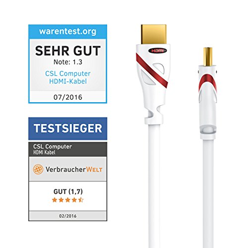 15m – Ultra HD 4k HDMI Kabel | High Speed with Ethernet | Kabel 3 fach geschirmt / inkl. Stecker- und Kontaktschirmung | 4K Ultra HD 2160p bei 30 Hz / Full HD 1080p | 3D / ARC / CEC | AWG24 (Kabeldurchschnitt für Überlängen) | weiß | 15,0 Meter - 2