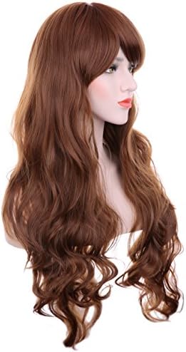 Hxhome Women's 32 inch Brown Curly Full Wigs For Anime Cosplay and Daily
