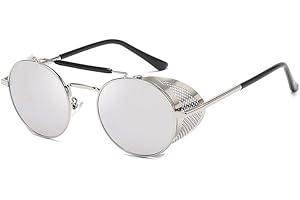 AidShunn Unisex SteamPunk Sunglasses Classic Retro Style Metal Round Goggle