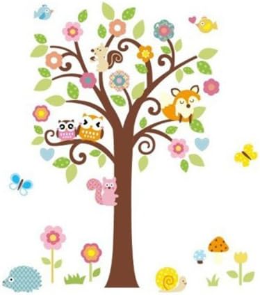 WallStickers Decal® Owl Singing on Colorful Tree Wall Decal Art Sticker for Kid's playroom
