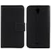 Produktbild Gukas Design Echt Leder Tasche Für MEDION LIFE E5504 MD 99732 5.5" Hülle Lederhülle Handyhülle Handy Flip Brieftasche mit Kartenfächer Schutz Protektiv Genuine Premium Case Cover Etui Skin (Schwarz)