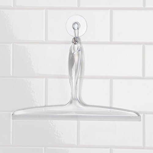 mDesign Duschabzieher durchsichtig, transparent – optimal für die Duschkabine oder als Fensterabzieher – robuster Abzieher (30,5 cm) aus Kunststoff – mit Saugnapf für Wandhalterung - 2