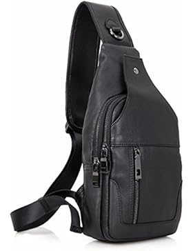 Everdoss Herren Bauchtasche Business echt Leder Schultertasche Cross Body Messenger Bag mit Schultergurt Brusttasche...