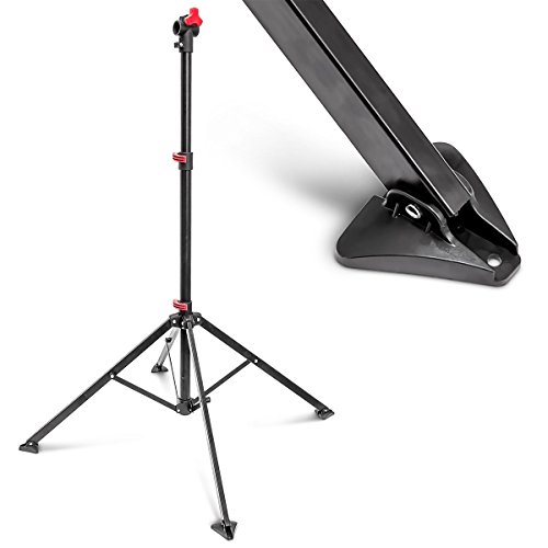 Relaxdays Fahrradmontageständer Reparaturständer mit Werkzeugablage – klappbar & höhenverstellbar – schwarzer Montageständer vierbeinig stabil mit festem Stand – Stahl pulverbeschichtet - 3